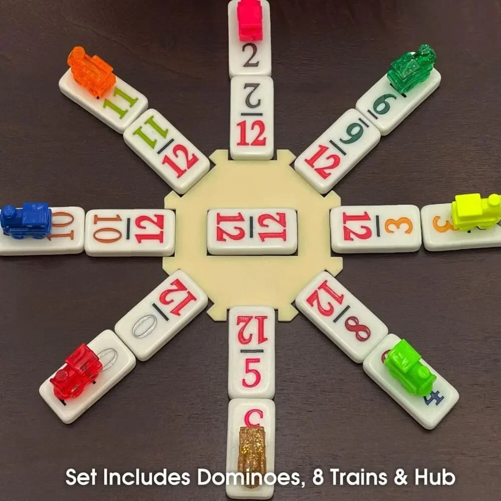 Dominoes Double 12 Color Number Mexican Train Game Set With Travel Bag NEW